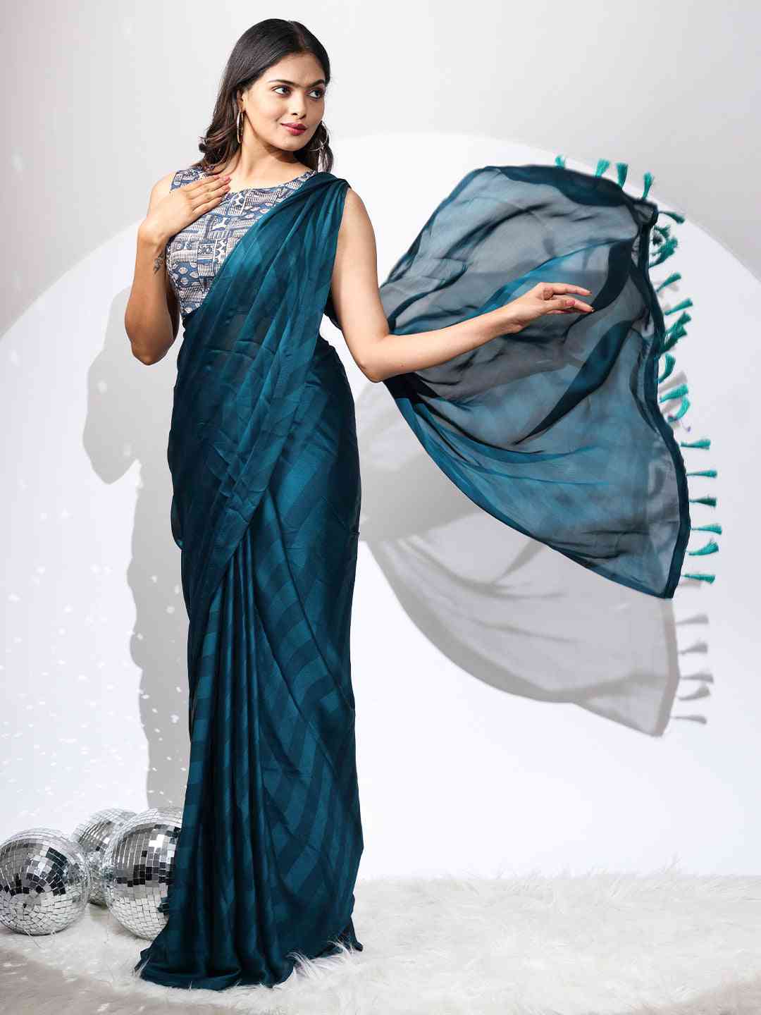 Pure Chiffon Dual Tone Designer Saree