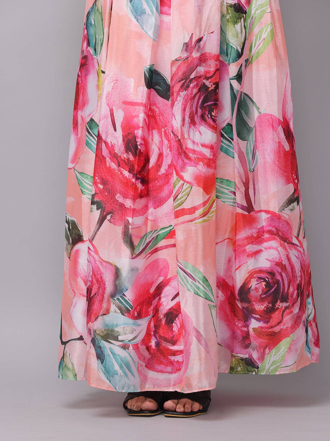 Rose Mist Chiffon Printed Dress floral detail