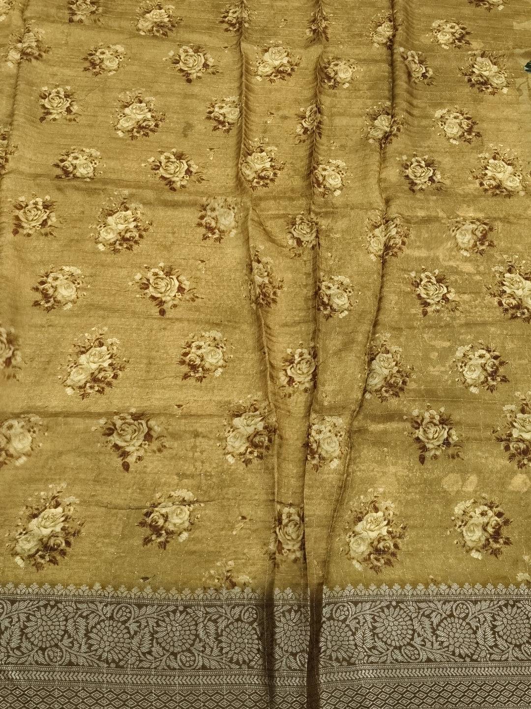 Mustard Pure Viscose Floral Printed Saree