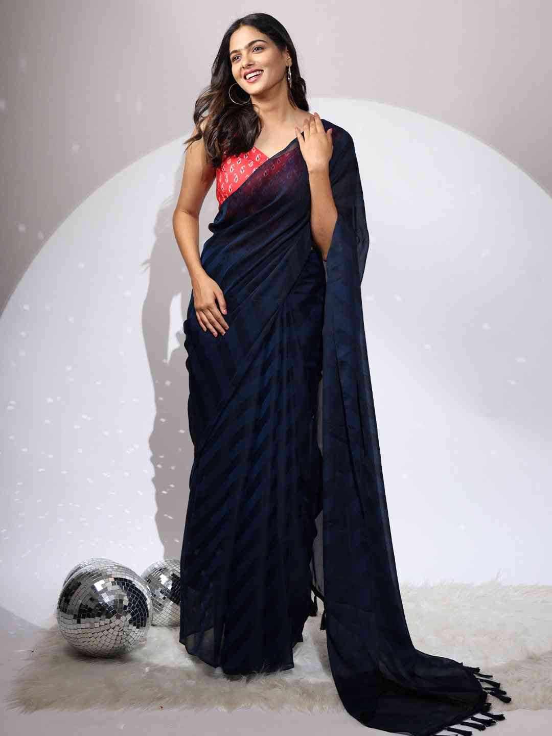 Pure Chiffon Dual Tone Designer Saree
