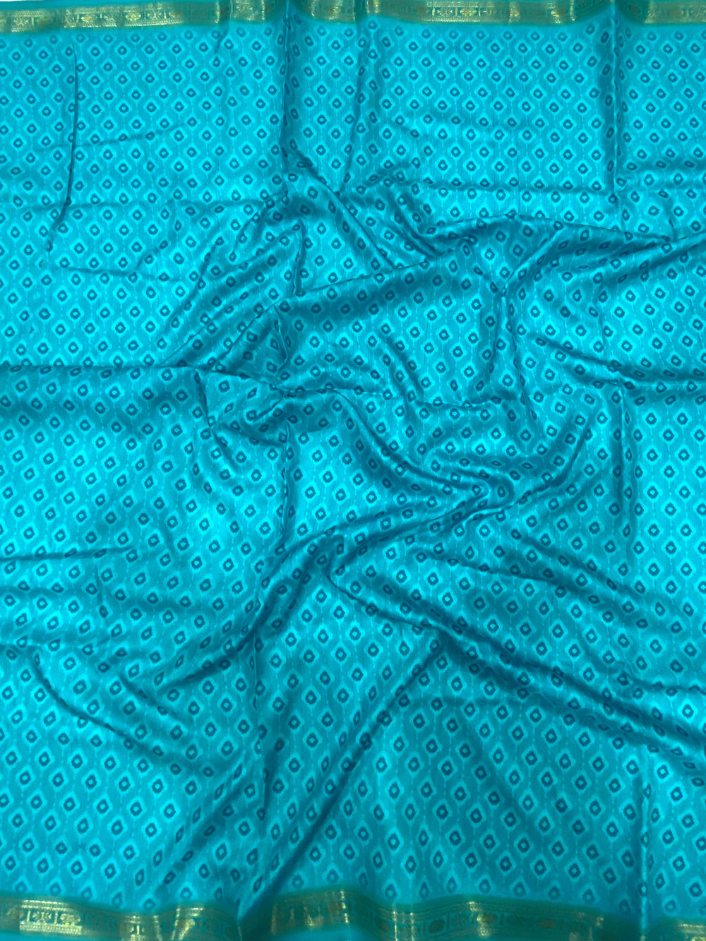 Turquoise Jungle Printed Silk Saree