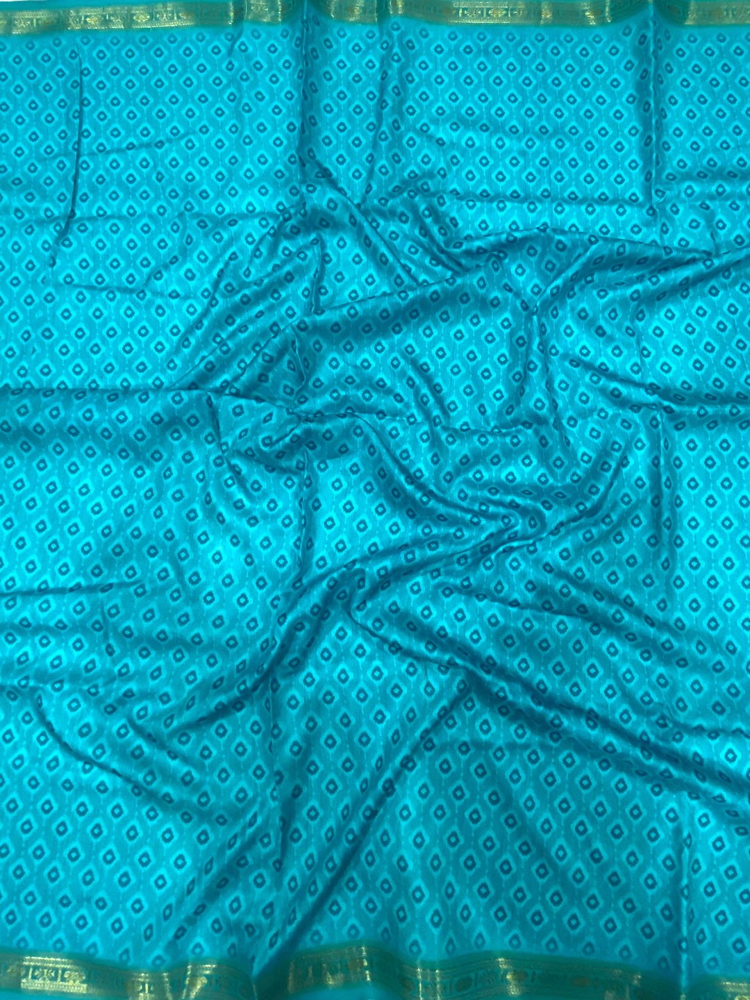 Turquoise Jungle Printed Silk Saree