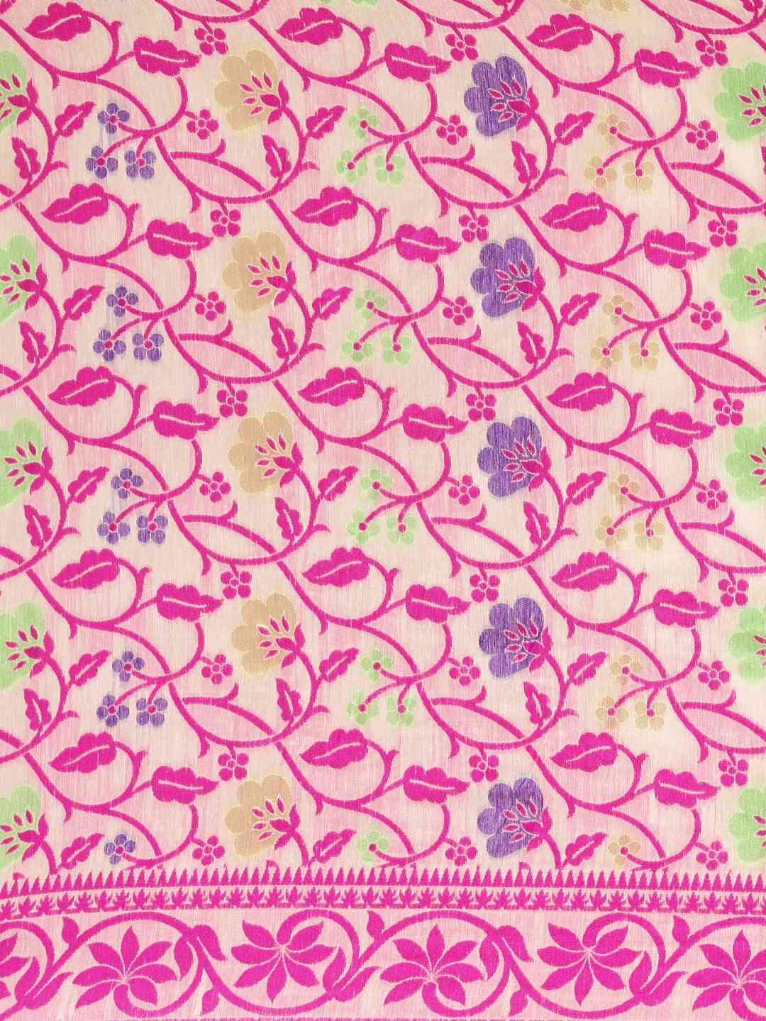 Stylish&Beautiful Jamdani Cream Colour Woven Design Saree