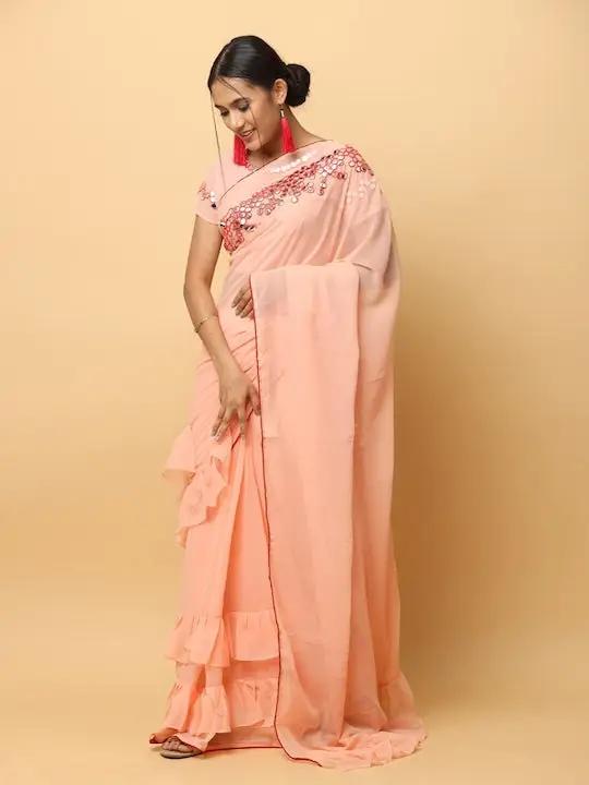 Soft Georgette Ruffle Party Wear Saree