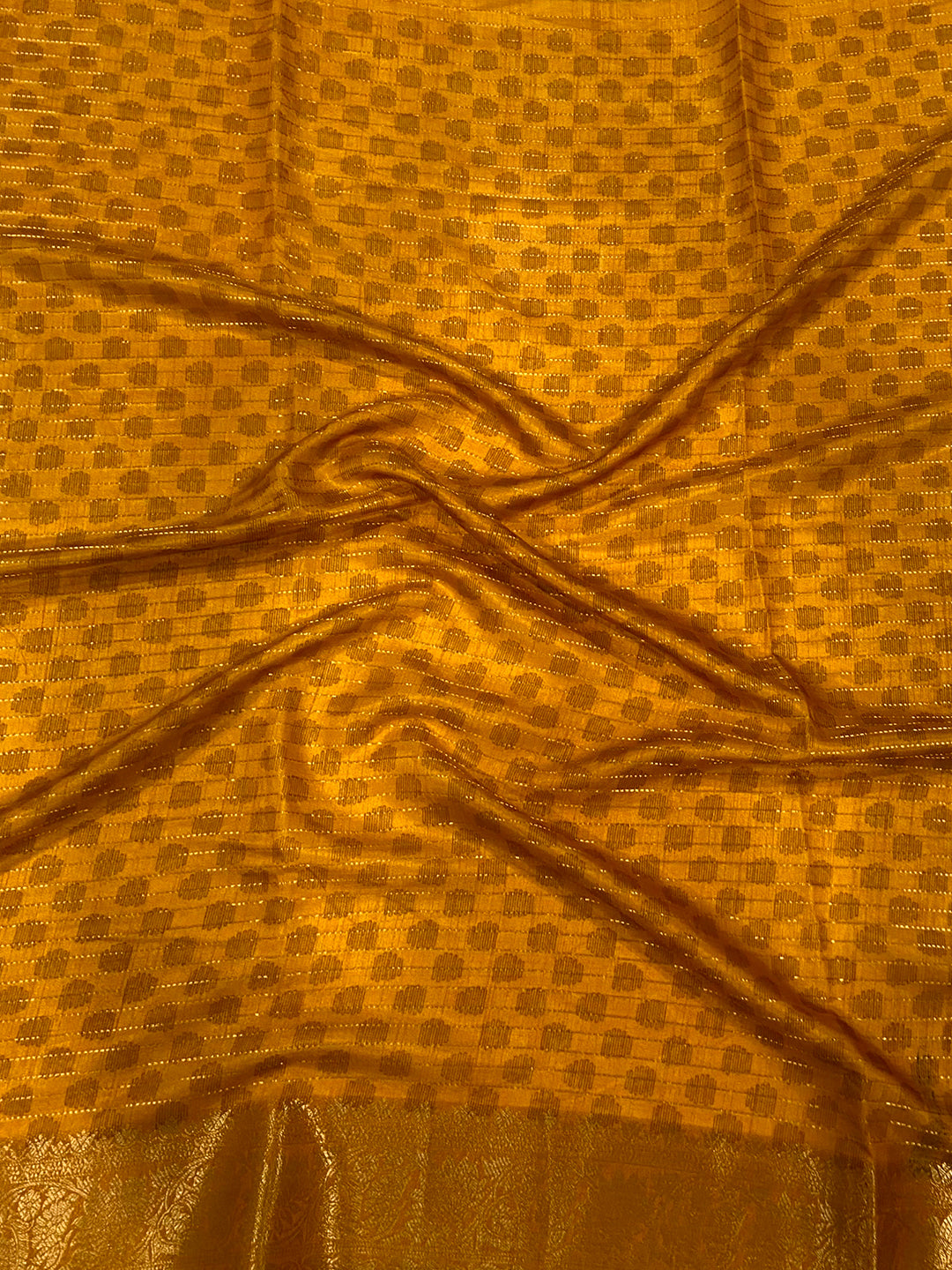 Mustard Dola Silk Bird Print Saree