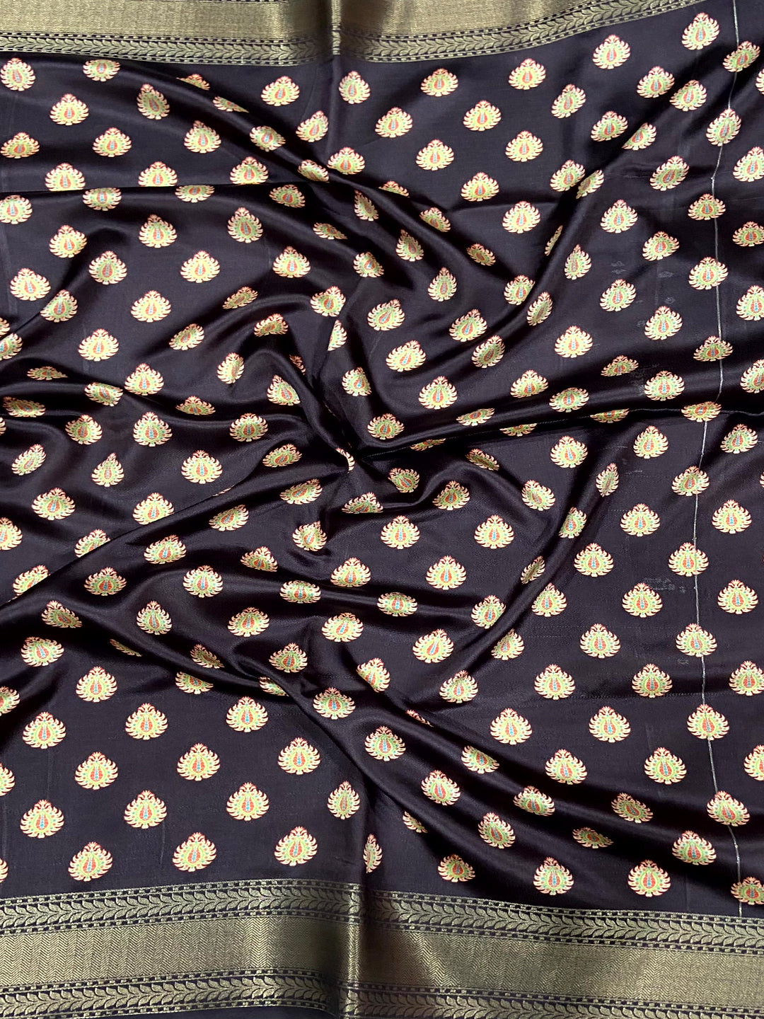 Wine Mughal Kalamkari Print Pashmina Saree