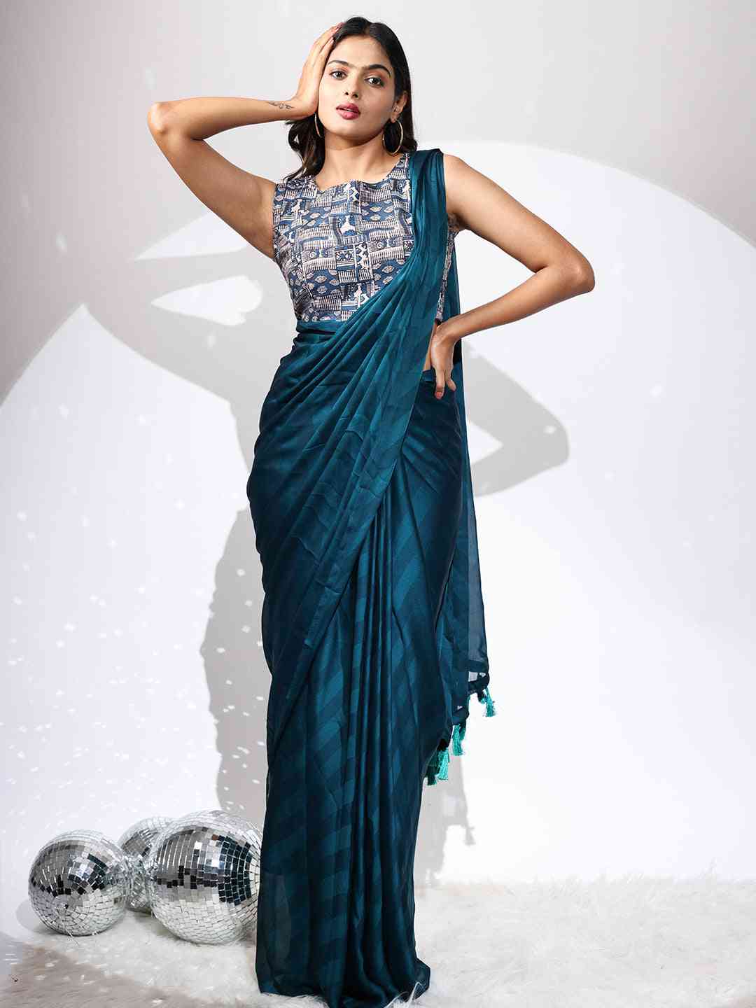 Pure Chiffon Dual Tone Designer Saree