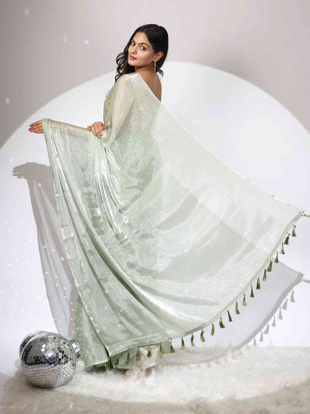 Chiffon Dual Tone Party Wear Designer Saree