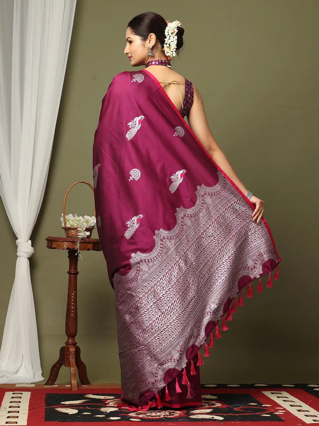 Pure Banarasi Katan Silk Kanchi Zari Weaving Saree