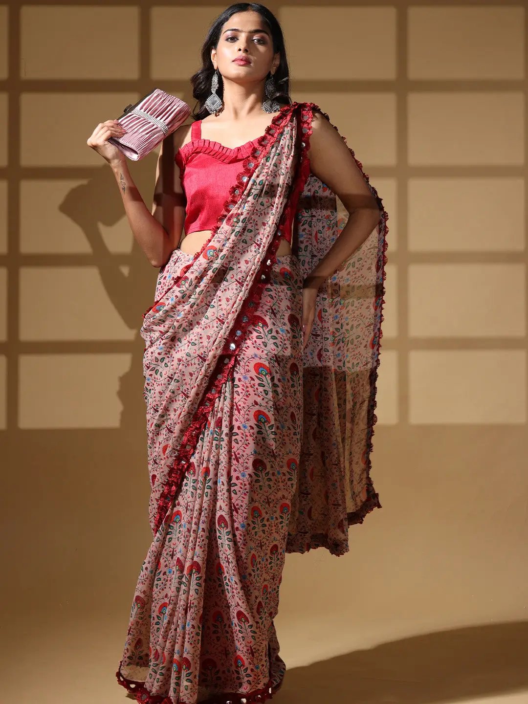 Soft Georgette Multi Colored Party Wear Designer Saree