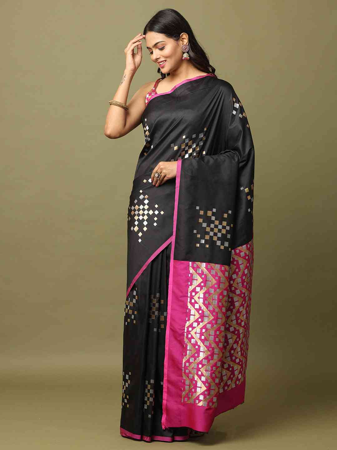 Pure Banarasi Katan Silk Kanchi Zari Weaving Saree