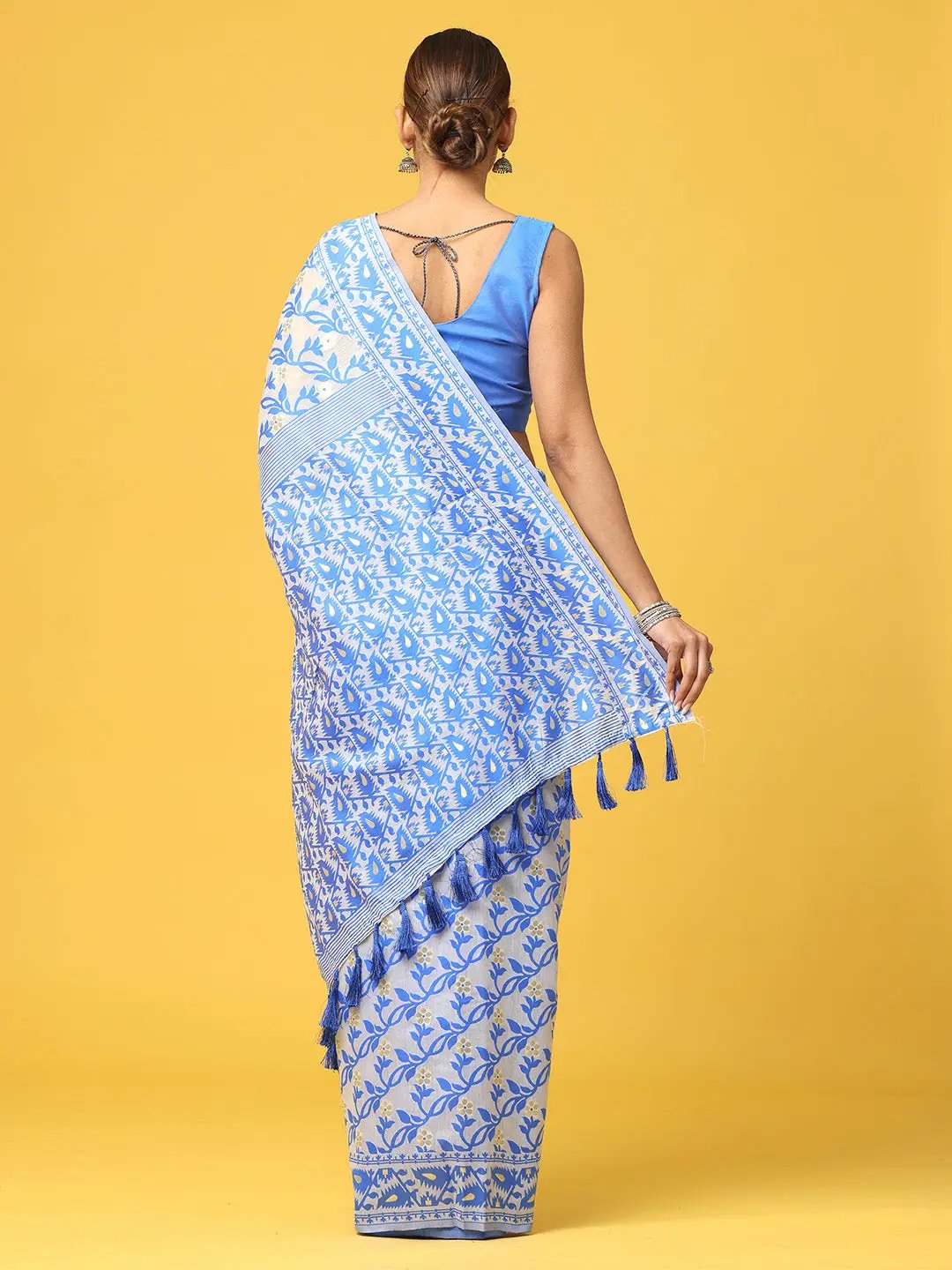 Dhakai Jamdani Cotton Silk Saree