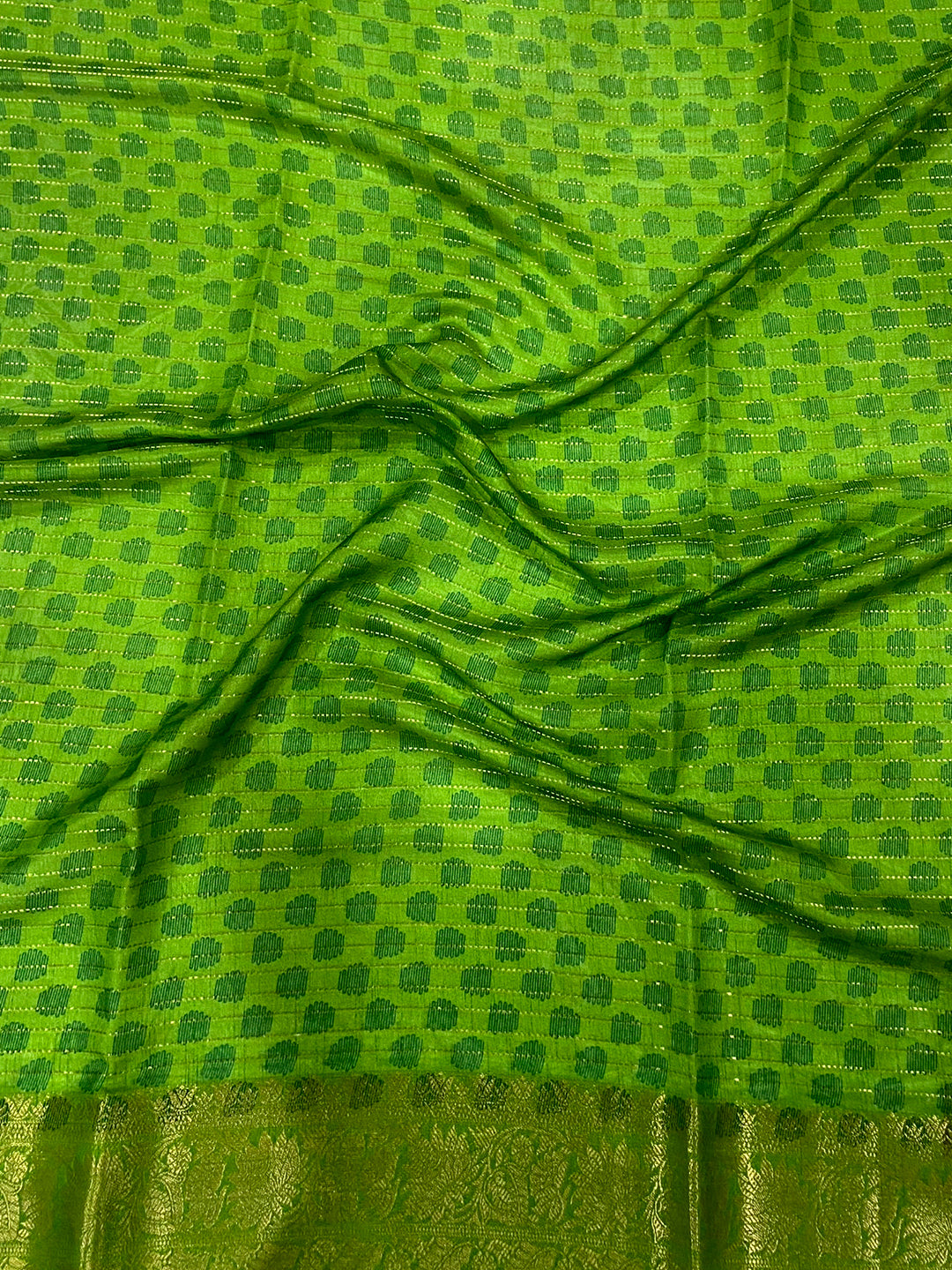 Green Dola Silk Bird Print Saree