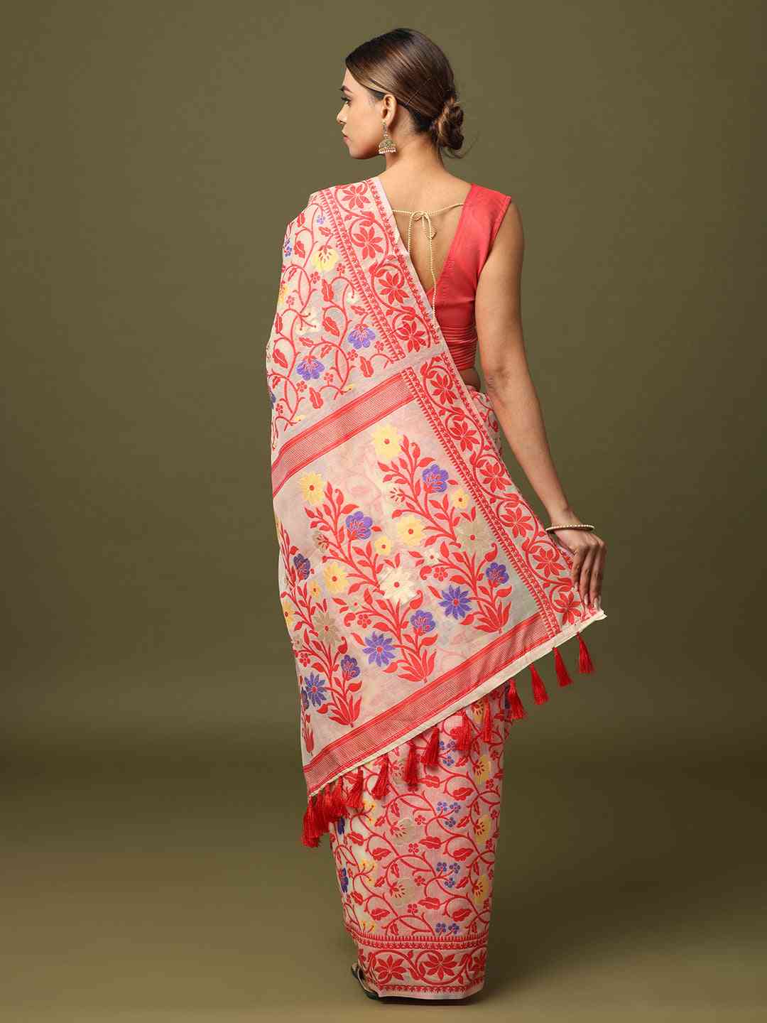 Dhakai Jamdani Cotton Silk Saree