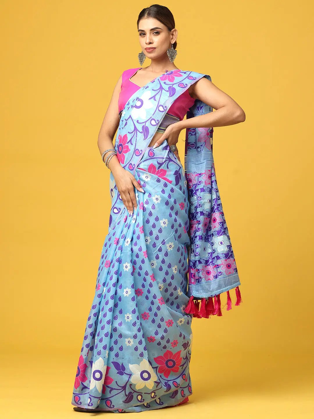 Dhakai Jamdani Light Weight Cotton Silk Saree