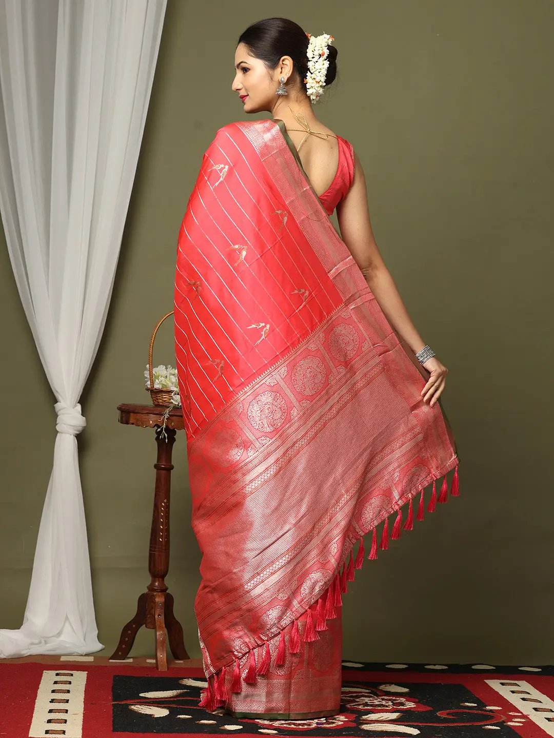 Pure Banarasi Katan Silk Kanchi Zari Weaving Saree