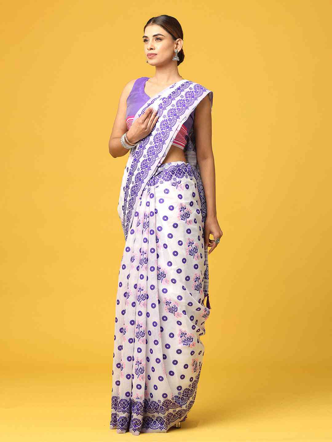 Dhakai Jamdani Light Weight Cotton Silk Saree