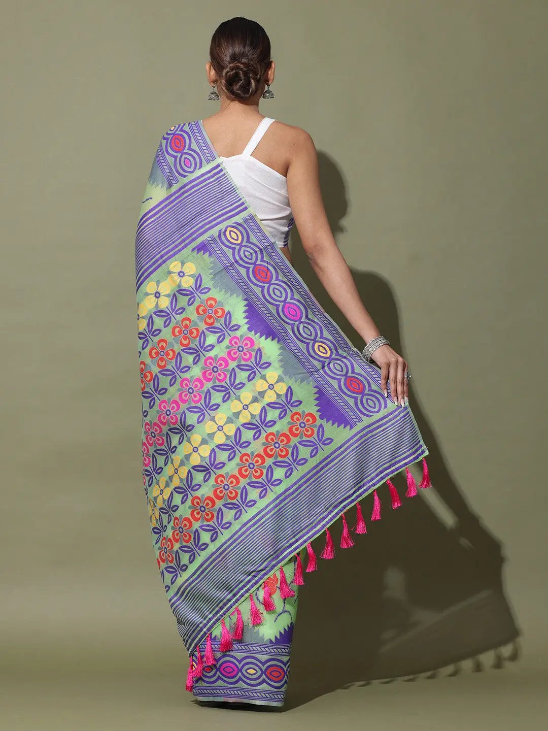 Dhakai Jamdani Cotton Silk Saree