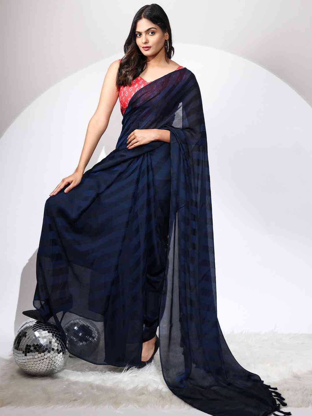 Pure Chiffon Dual Tone Designer Saree