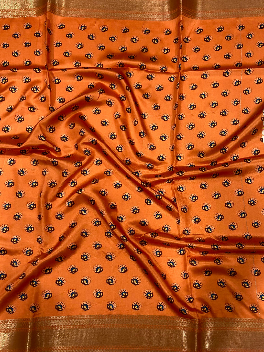 Light Orange Mughal Kalamkari Print Pashmina Saree