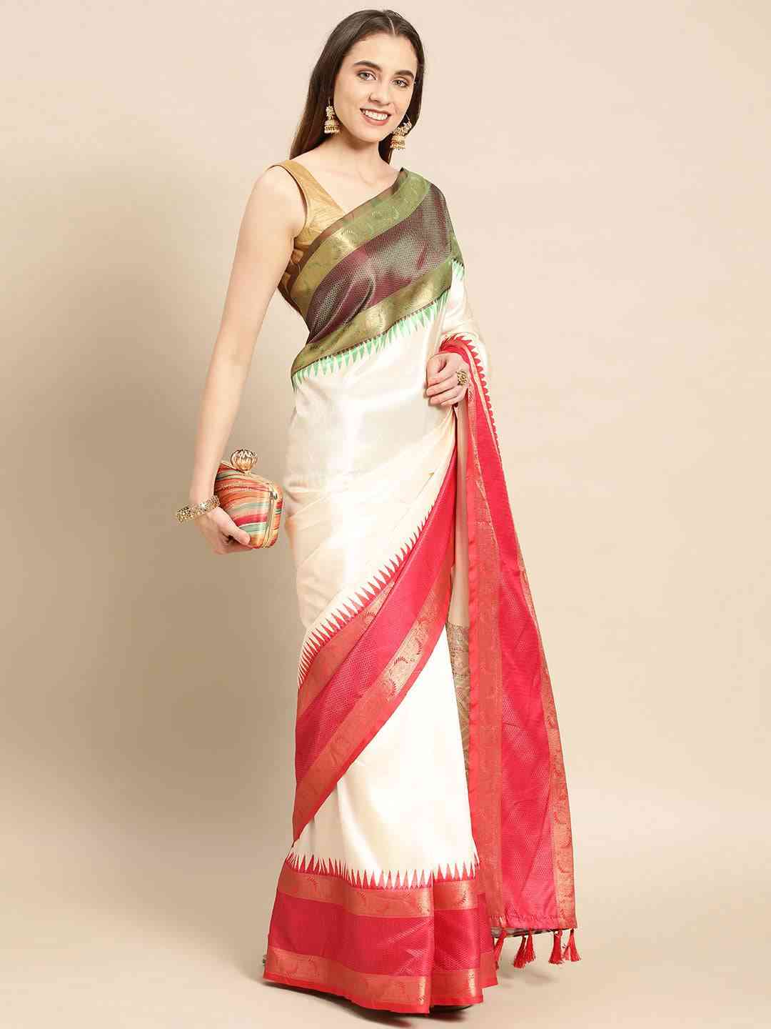 Ganga Jamuna Pattu Border Banarasi Soft Silk Saree Vastranand