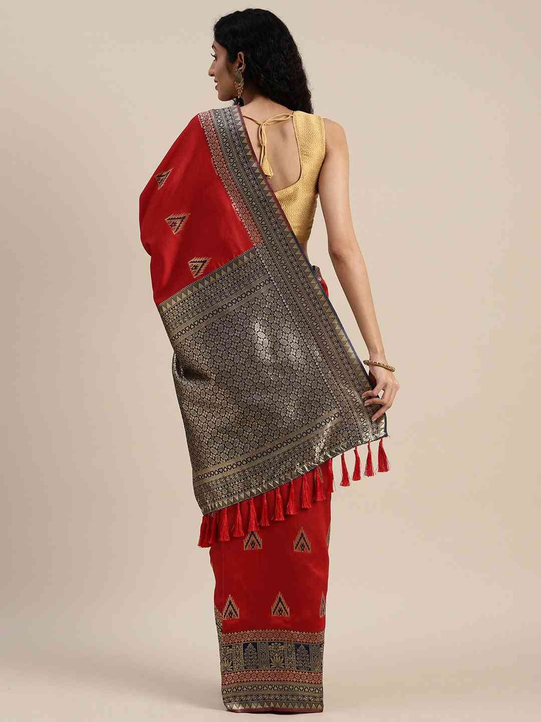 Banarasi Red Colour Silk Blend Saree