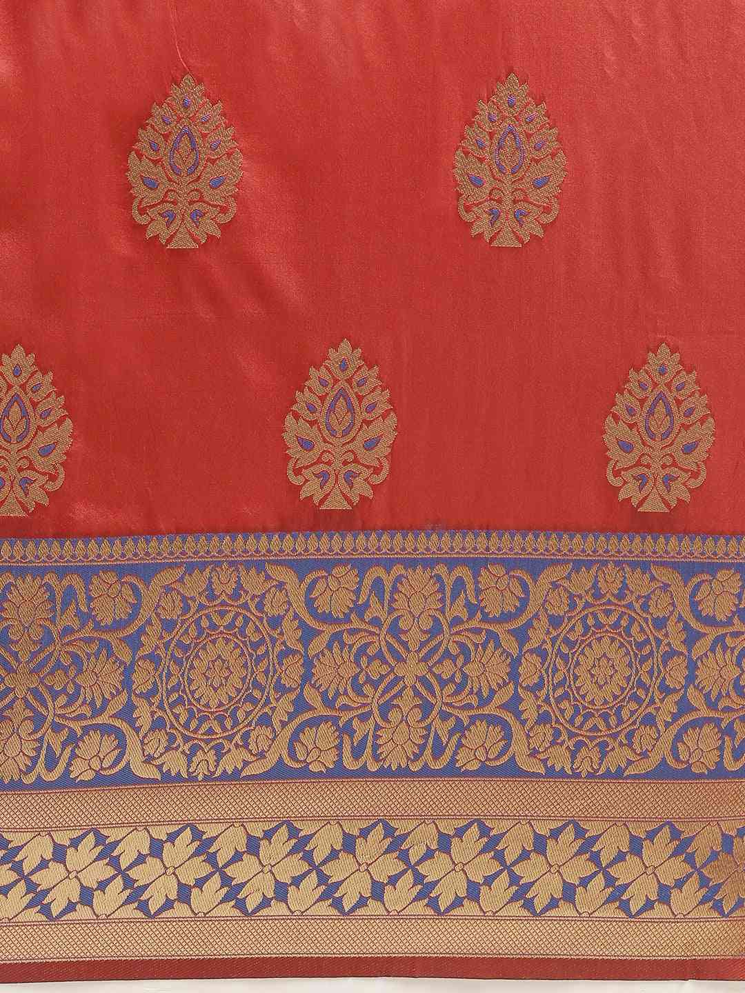 Banarasi Silk Red Saree with Woven Design