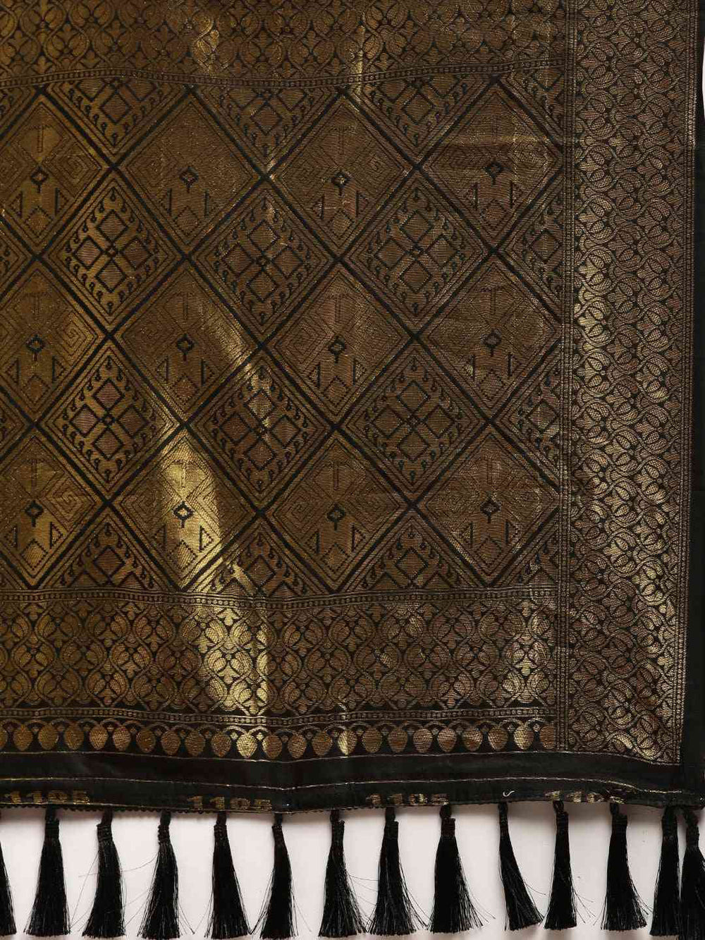 Banarasi Black Silk Cotton Saree with Ethnic Motifs
