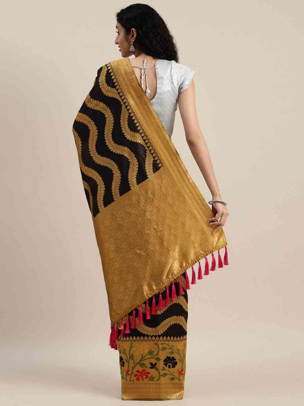 Banarasi Honey Yellow Colour Geometric Silk Saree