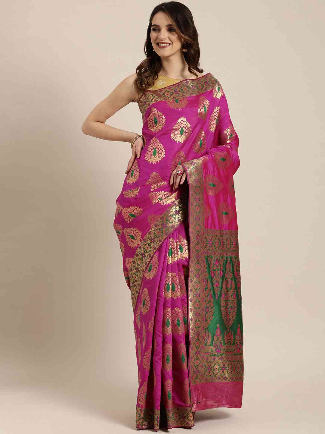 Rani Colour Silk Woven Design Banarasi Saree