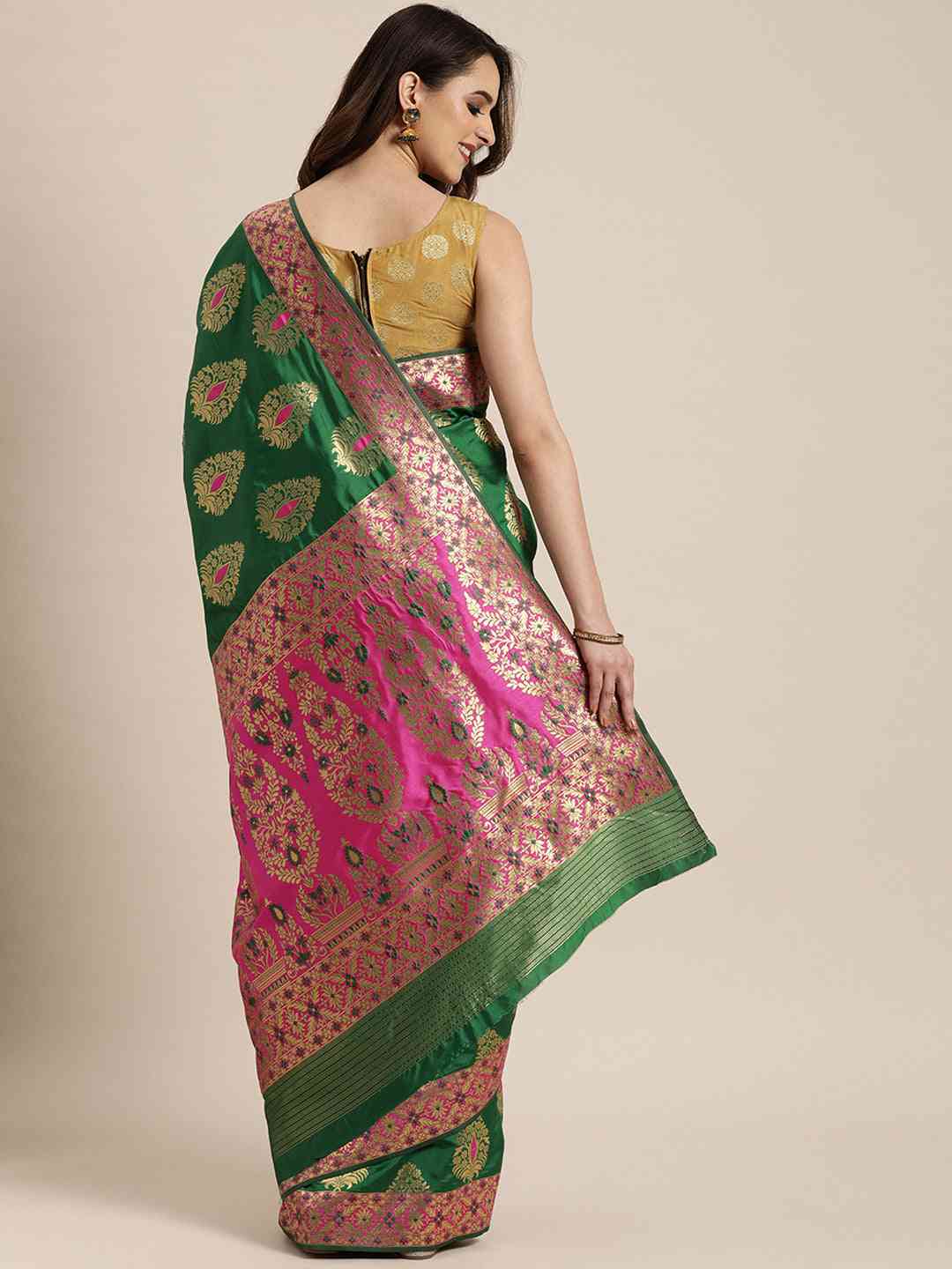 Stylish Green Silk Woven Banarasi Saree