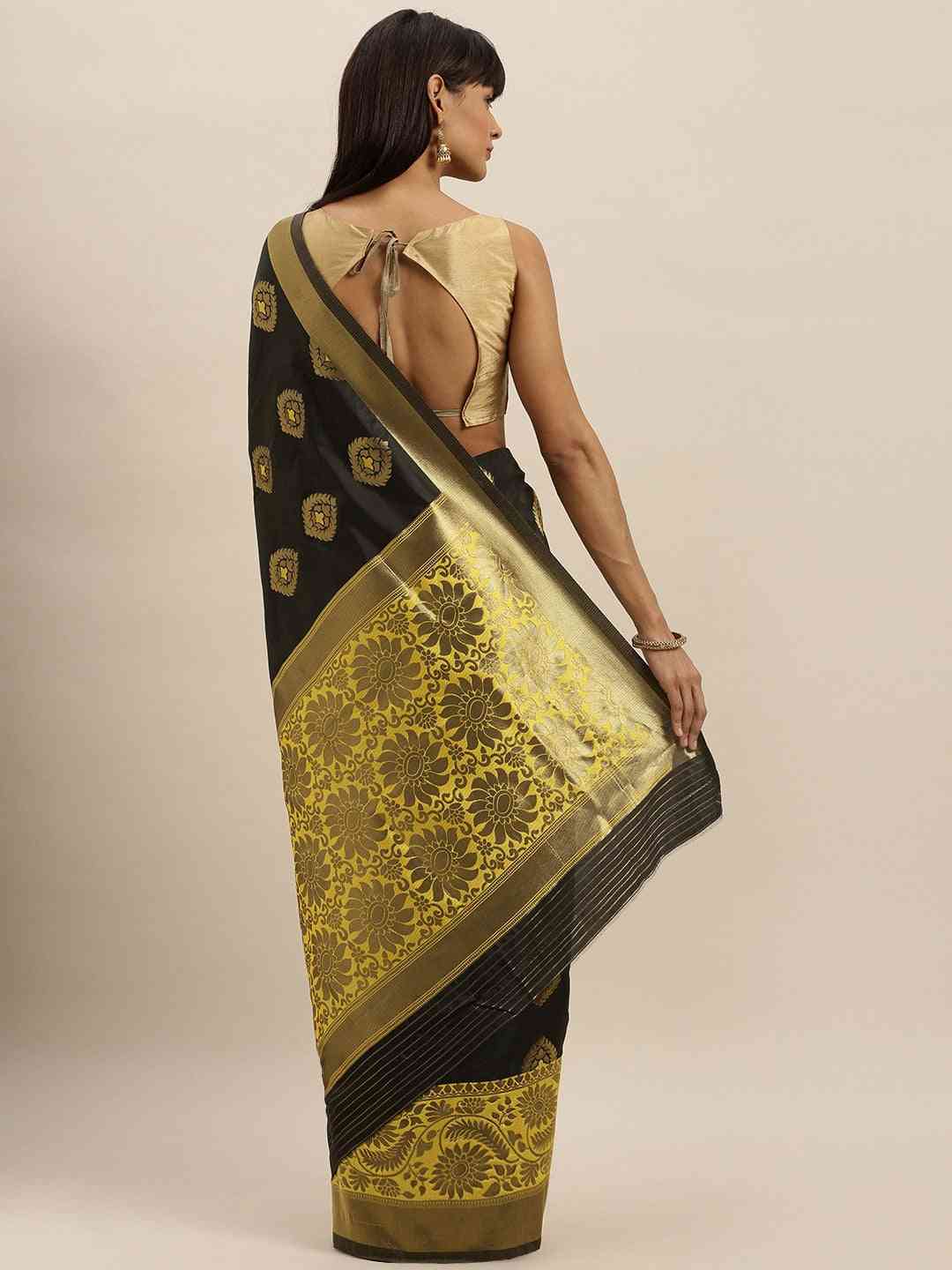 Banarasi Yellow Saree with Zari Border
