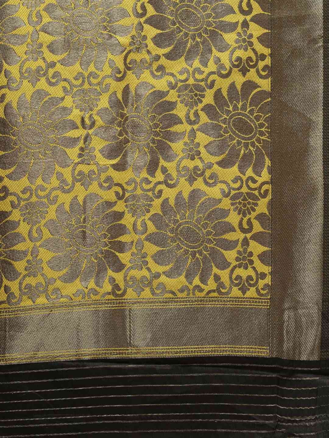 Banarasi Yellow Saree with Zari Border