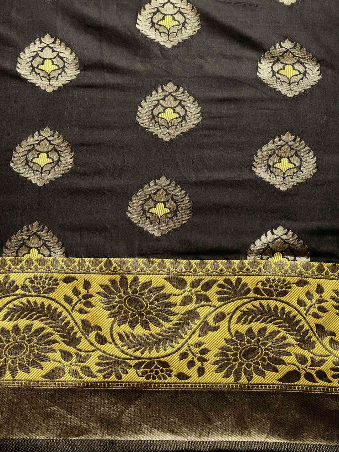 Banarasi Yellow Saree with Zari Border