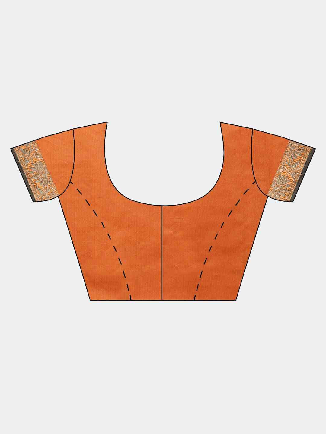 Banarasi Orange Saree With Elegant Zari Border