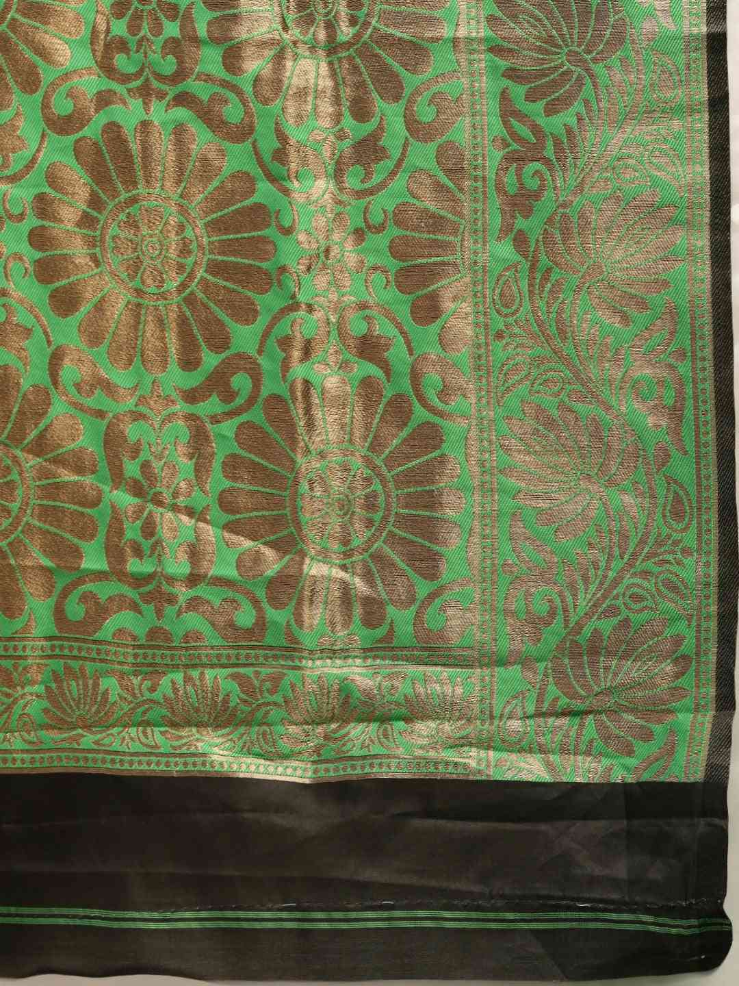 Banarasi Lime Embroidered Saree with Zari Border