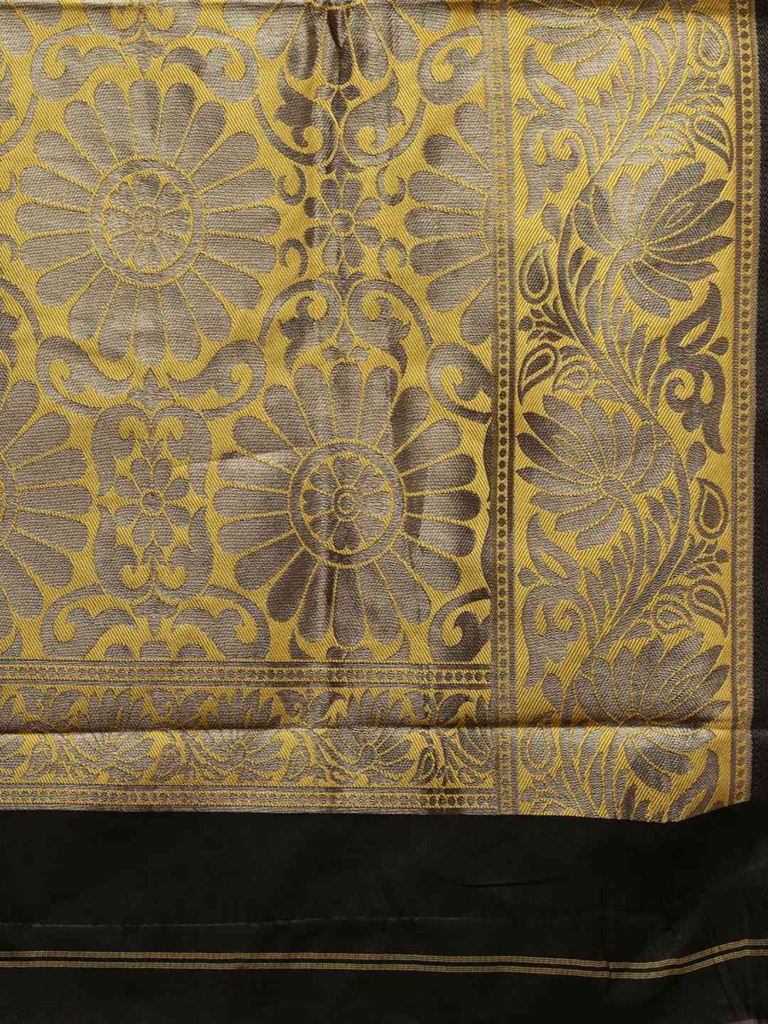 Banarasi Yellow Colour Silk Blend Saree with Zari Border