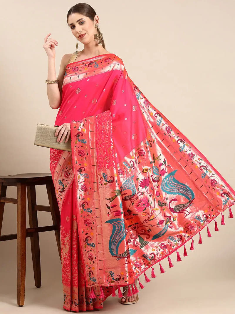 Exquisite Yevla Paithani Minakari Work Silk Saree