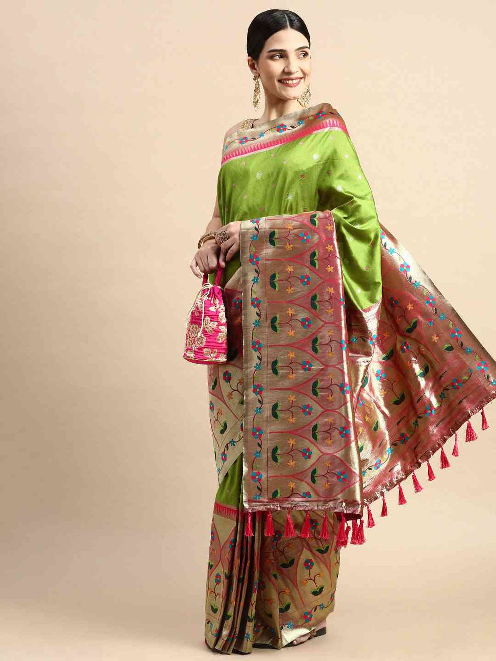 Yevla Paithani Minakari Silk Saree