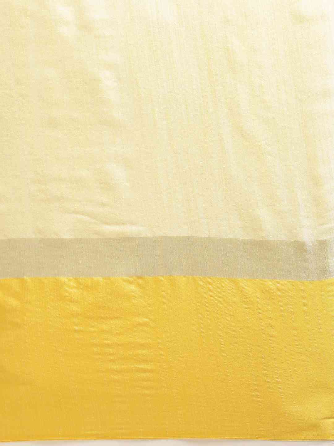 Stylish Yellow Colour Solid Linen Blend Saree