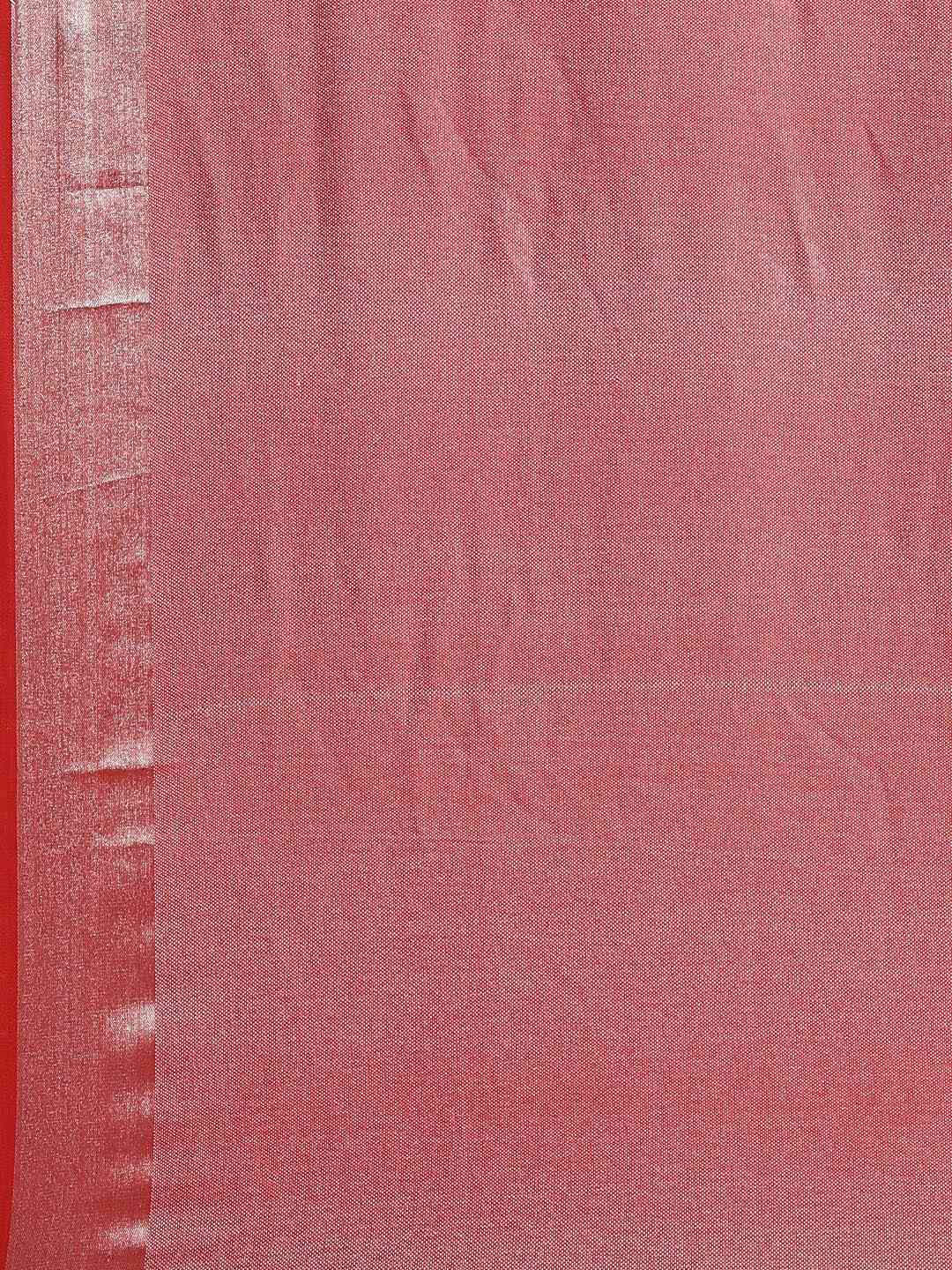 Latest Red Colour Solid Linen Blend Saree