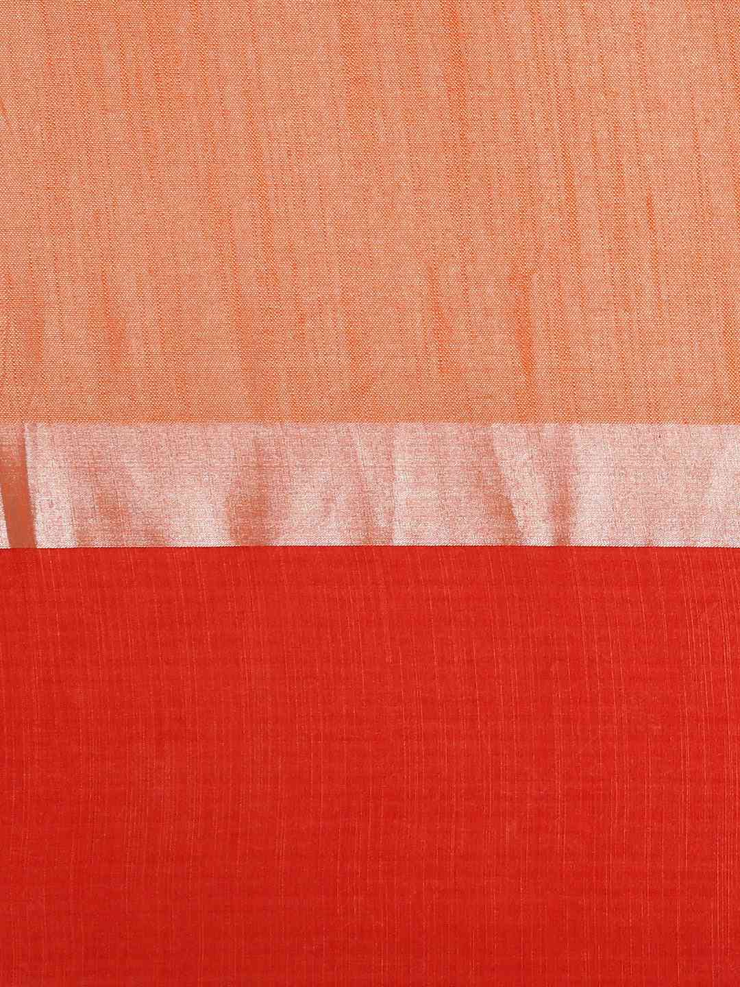 Elegant Orange Colour Solid Linen Blend Saree
