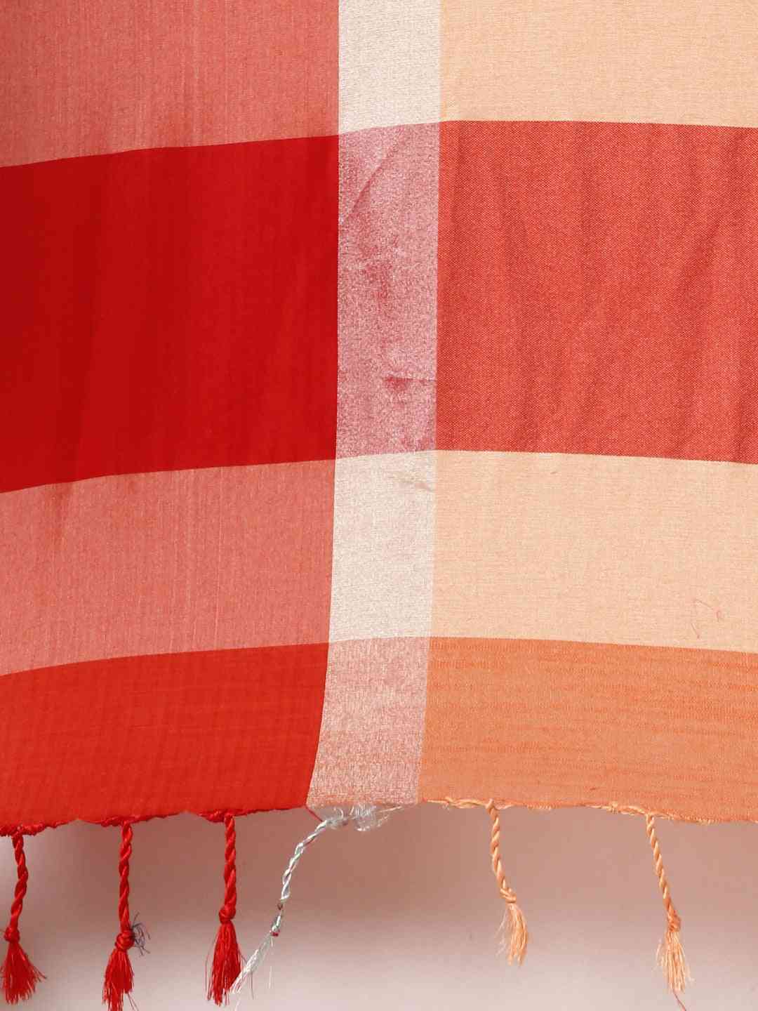 Elegant Orange Colour Solid Linen Blend Saree
