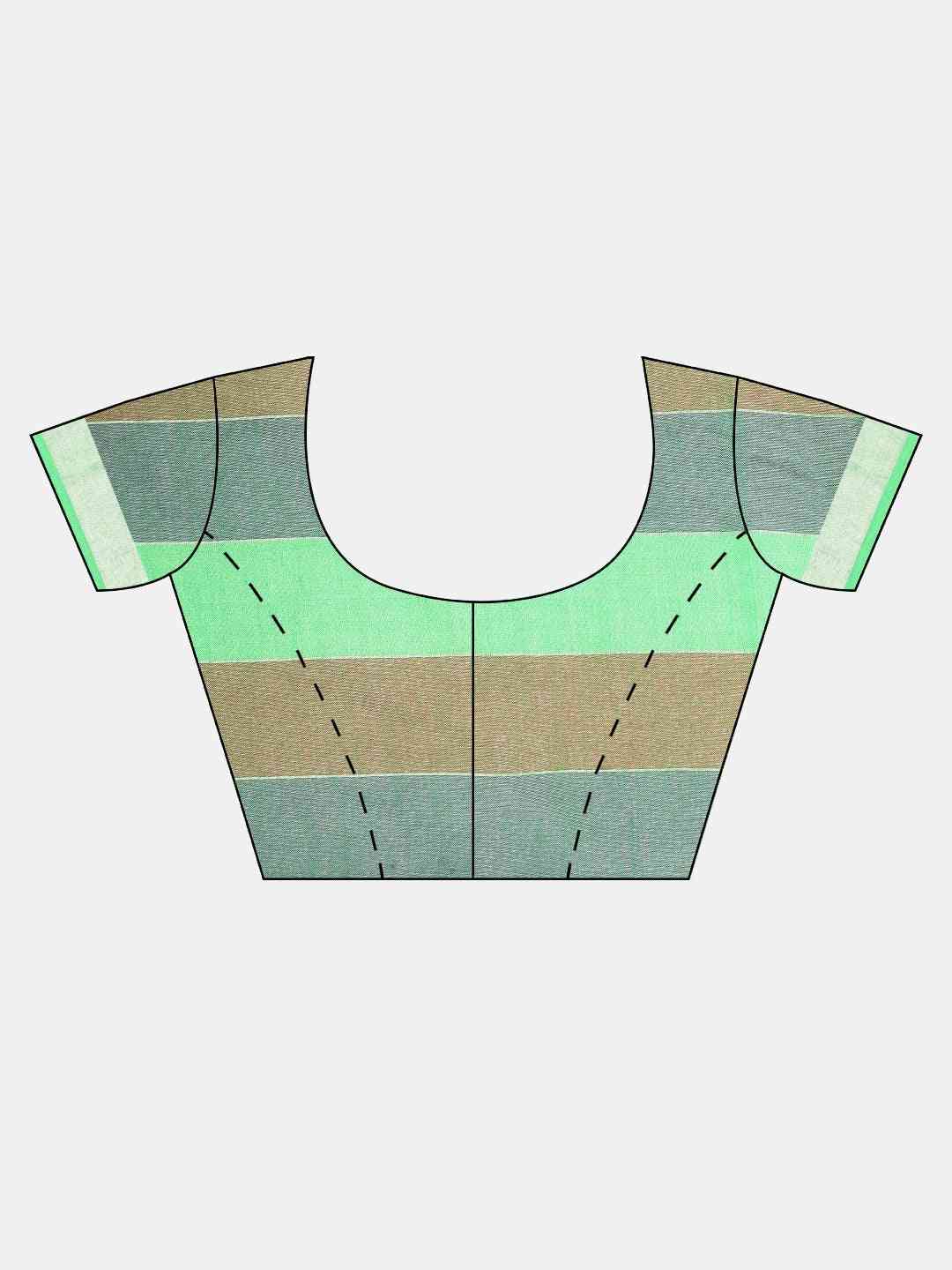 Stylish Checked Green Colour Saree With Zari Border