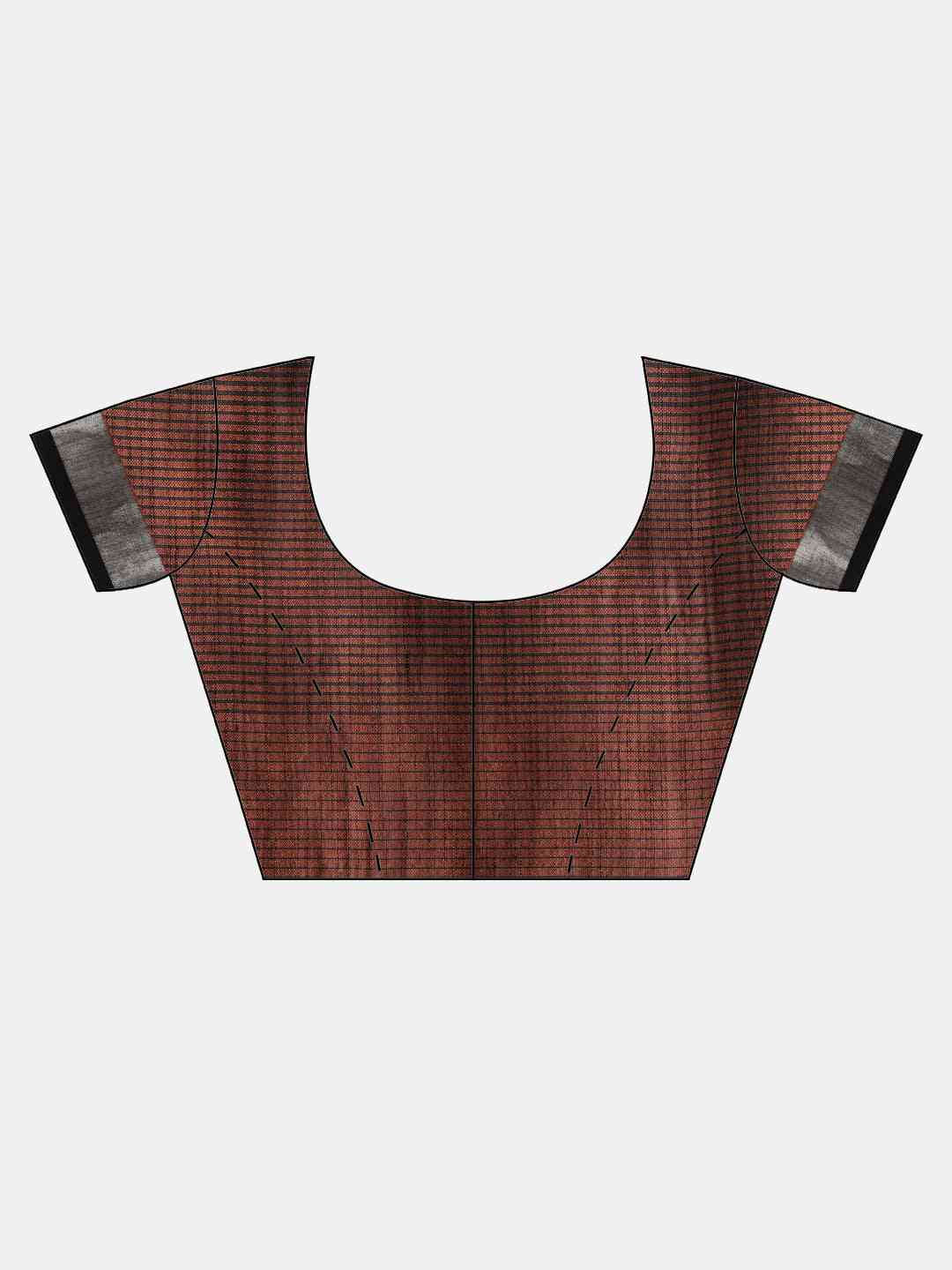 Stylish Orange Colour Striped Linen Blend Saree