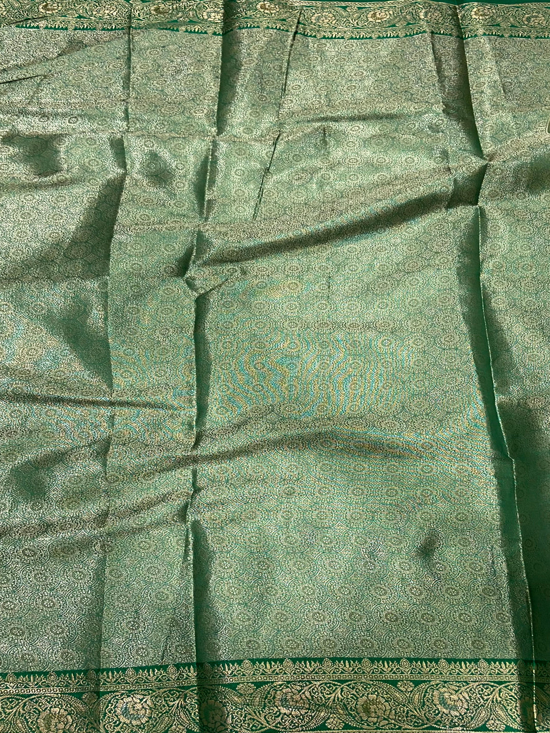 Serene Forest Green Kora Tissue Saree