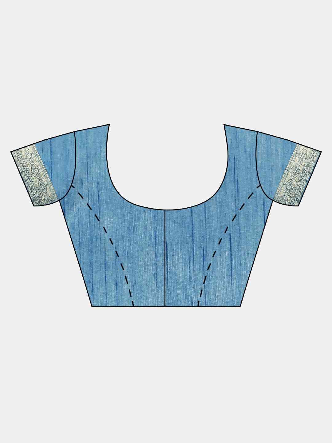 Latest Banarasi Zari Border Cotton Saree In Firozi Colour