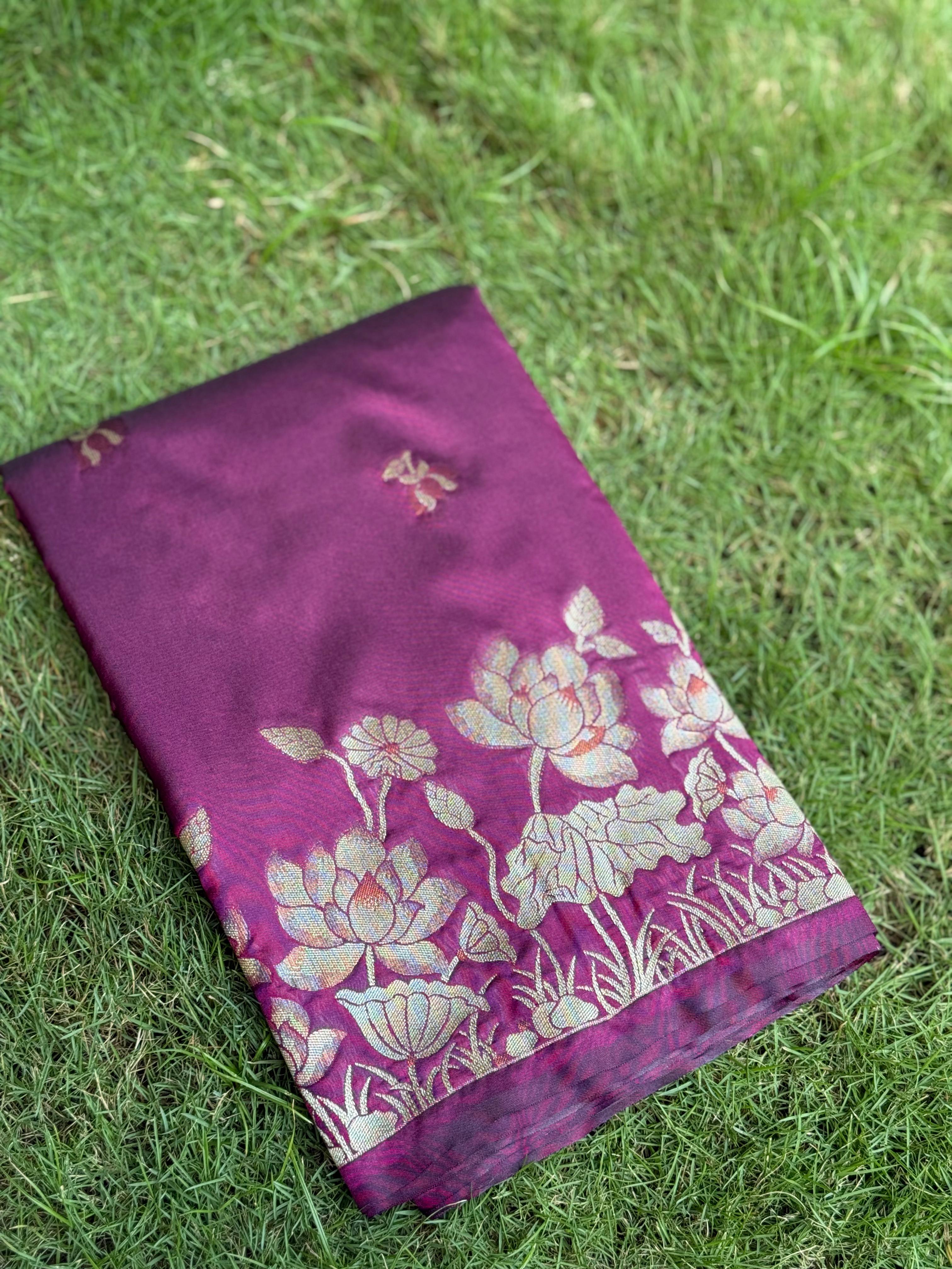 Dark Purple Soft Silk Kanjivaram Saree