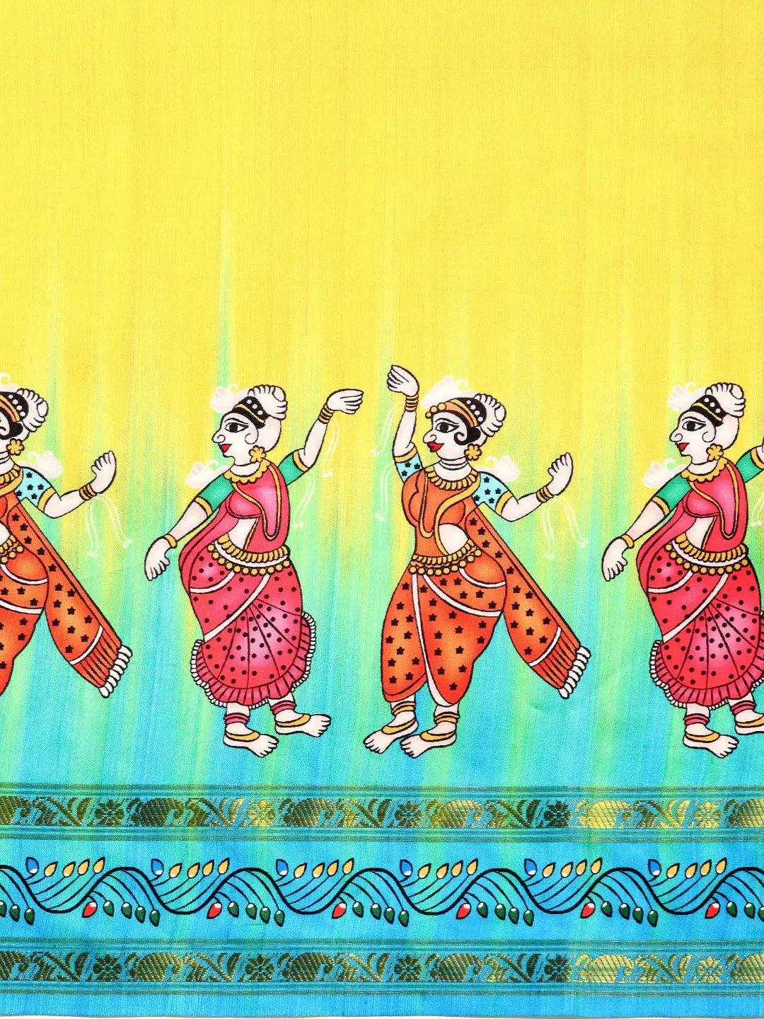 Beautiful Kalamkari Silk Saree With Block Print