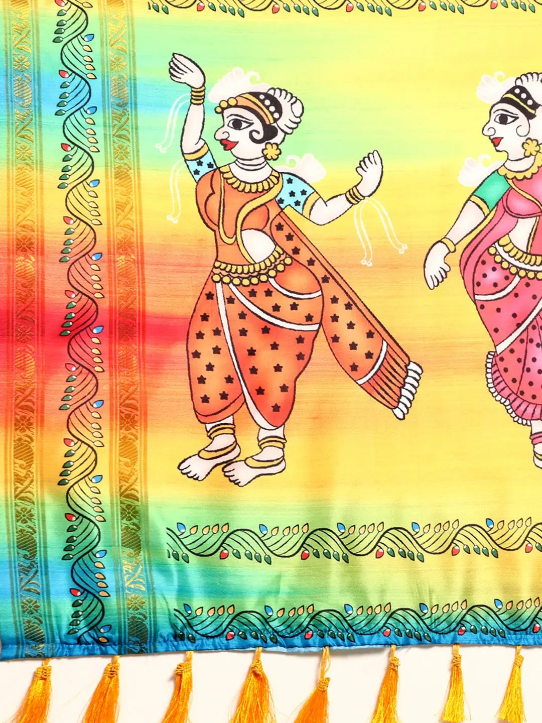 Beautiful Kalamkari Silk Saree With Block Print